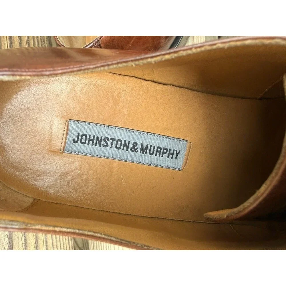 Mens Johnston & Murphy Brown Woven Leather Oxfords Size 11M